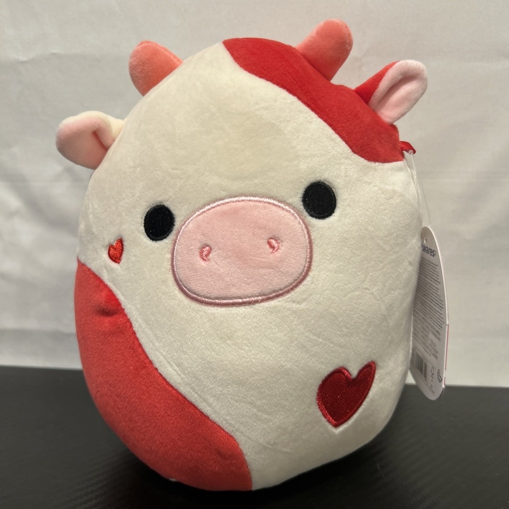 2026 IDRIS COW SQUISHMALLOWS NWT 8" VALENTINES‎ Jazwares Plush